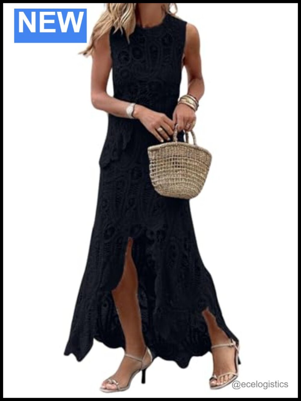 Two Piece Skirt Set Crochet Knit Sleeveless Tank Top
